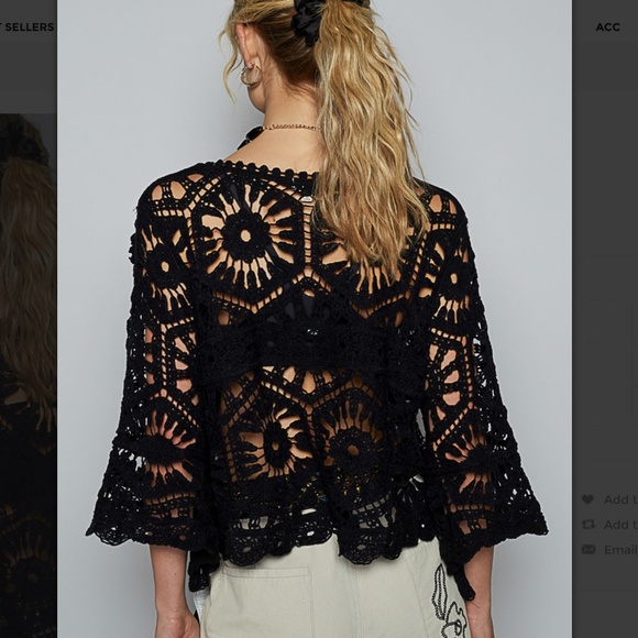 POL “ Stockholm “ POL Crochet Top in Various Weave Patterns Black 57 - Picture 5 of 6